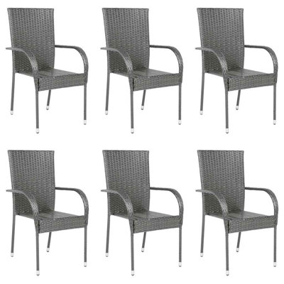 Ensemble de 6 chaises de salle à manger vidaXL en PE gris, acier thermolaqué