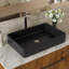 Lavabo vasque de salle de bain moderne en céramique noire 24 po x 16 po - Belle arche, résistance aux acides, pour la construction de maisons et de restaurants, surface lisse, utilisation commerciale