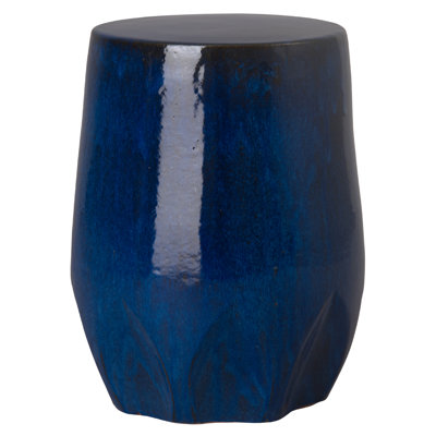 21 in. H Glossy Blue Round Ceramic Garden Stool