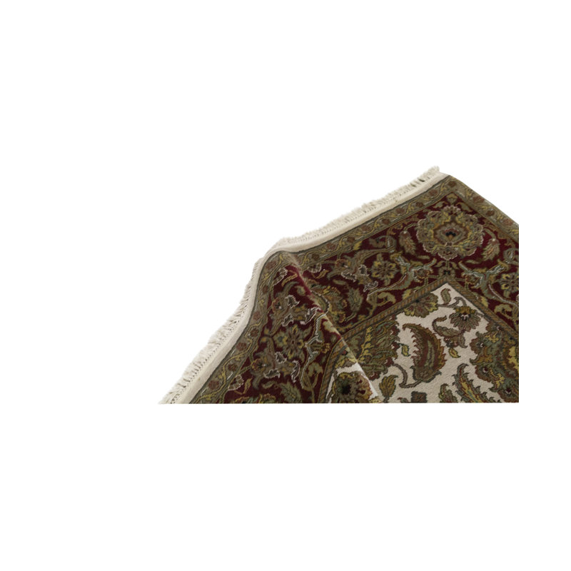 Tapis ivoire et rouge noué à la main de haute qualité