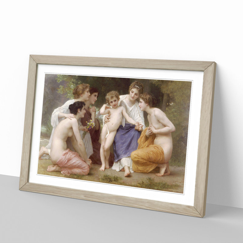 Admiration by William Adolphe Bouguereau - Picture Frame Painting, 27cm H x 36cm W x 2cm D, Oak Framed