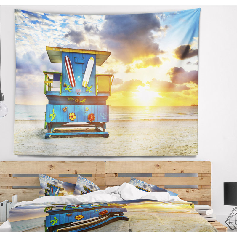 Tapisserie «Seashore Miami South Beach Sunrise», H 32 po x l 39 po