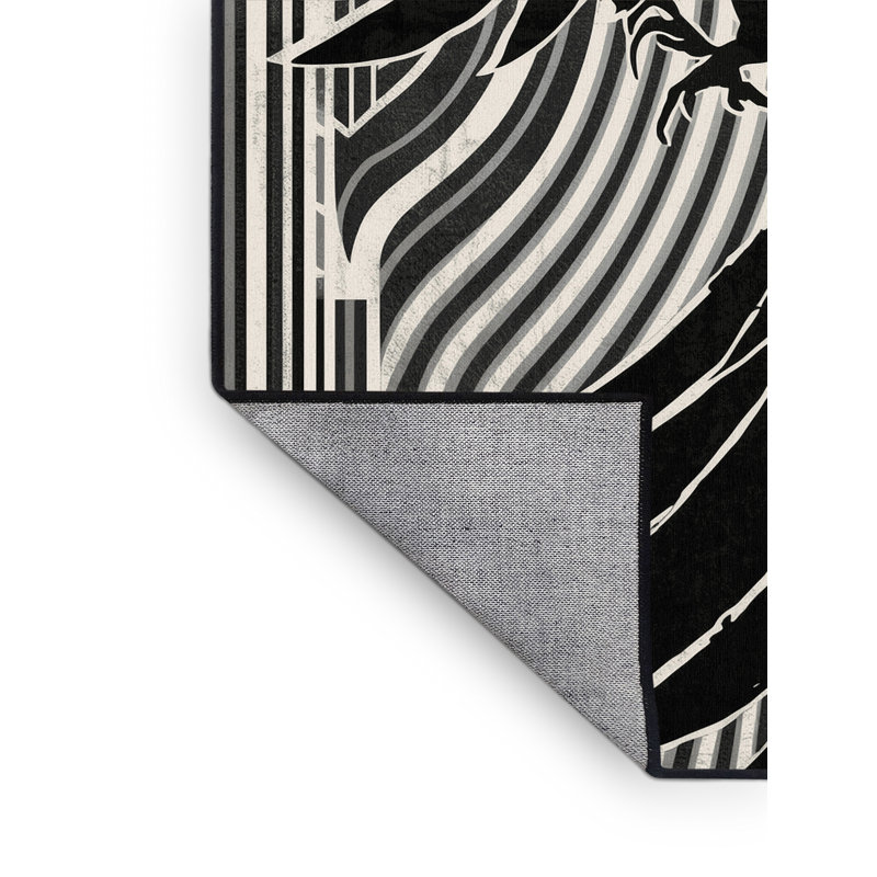 Tapis lavable à la machine Ozgur Phoenix Art Deco en gris - Reliure, 5 x 7