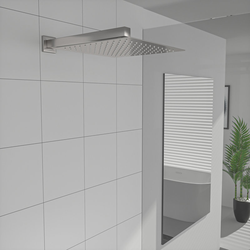 Shower System 12" Square Stainless Steel Rain Shower Head, Brushed Nickel