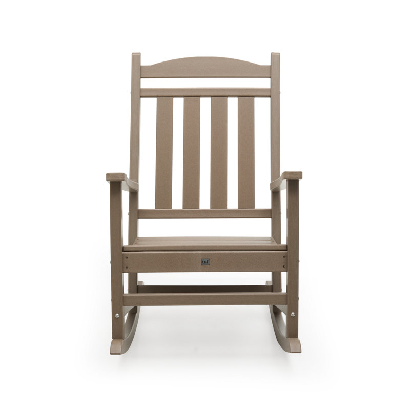 Aulika Outdoor HDPE Patio Rocking Chairs, Tan
