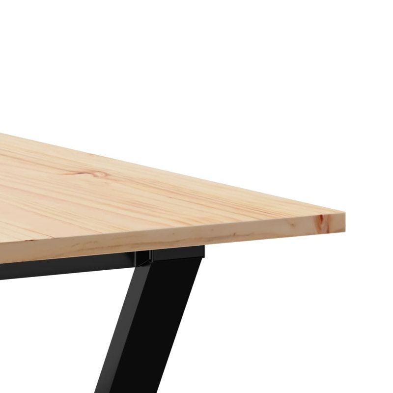 vidaXL Dining Table Y-Frame Solid Wood Pine and Steel, 75cm H x 180cm L x 90cm W