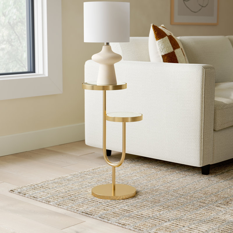 Ericson Mirrored Glass Top End Table, Gold