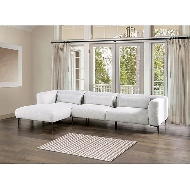 Fryee L-shaped Sectional, Light Gray Cotton, Left Hand Facing
