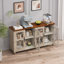 Armoire élégante à 4 portes de style européen antique avec portes en verre trempé, facile à assembler-2002101667