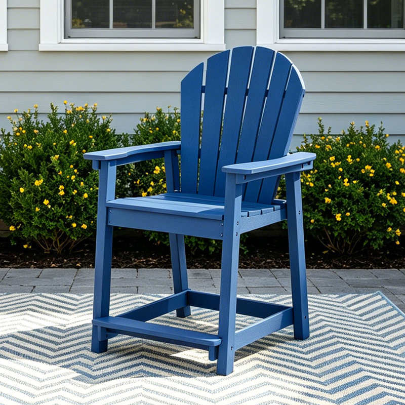 Chaise de bar d'extérieur Hdpe Adirondack, Marine