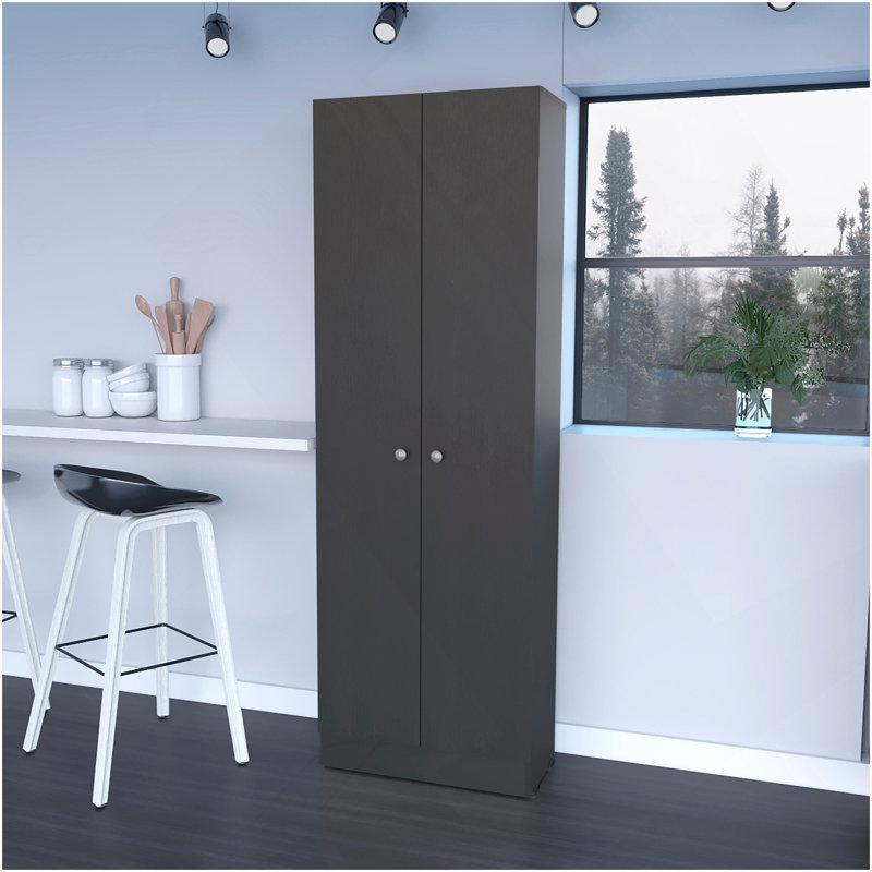 Armoire de rangement à deux portes Virginia, cinq tablettes, Noir