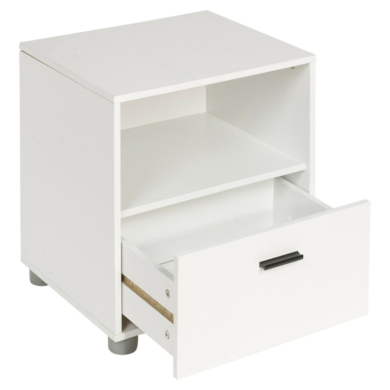 Lashley 40cm W Solid + Manufactured Wood Bedside Table, White