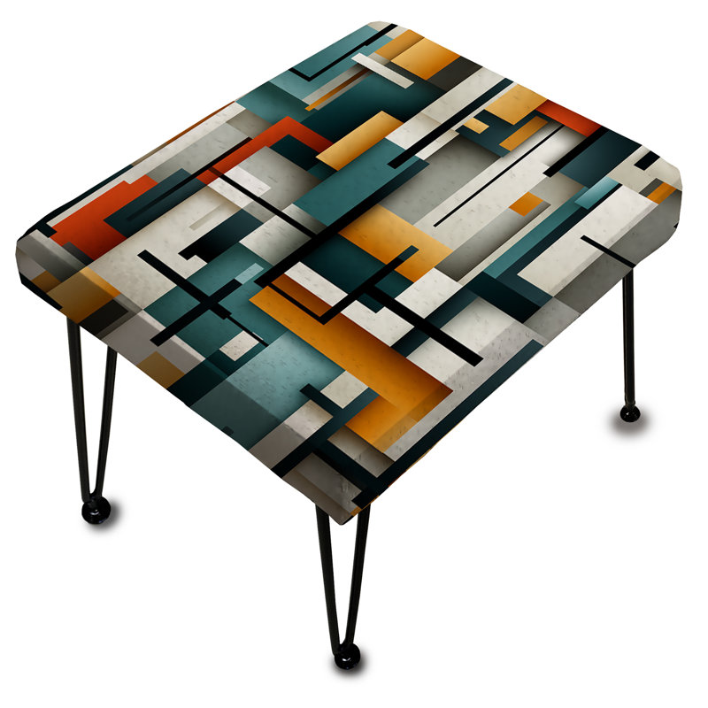 Metropolitan Cubic Geometric Patterns - Geometric Rectangle Ottoman