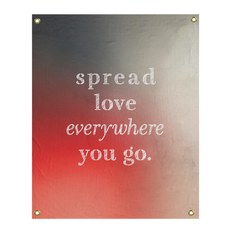 Tapisserie de polyester à l’quoted love quot, H 80 po x l 59 po, Gris et rouge
