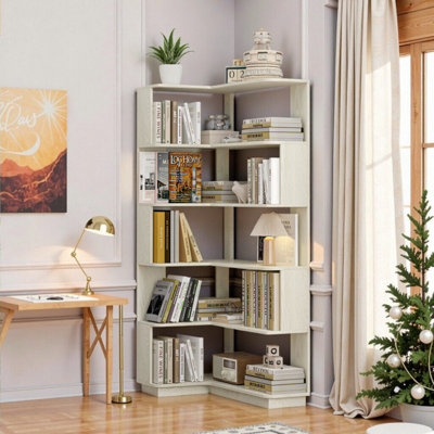 Bibliothèque d'angle à 5 niveaux en L: solution de rangement peu encombrante
