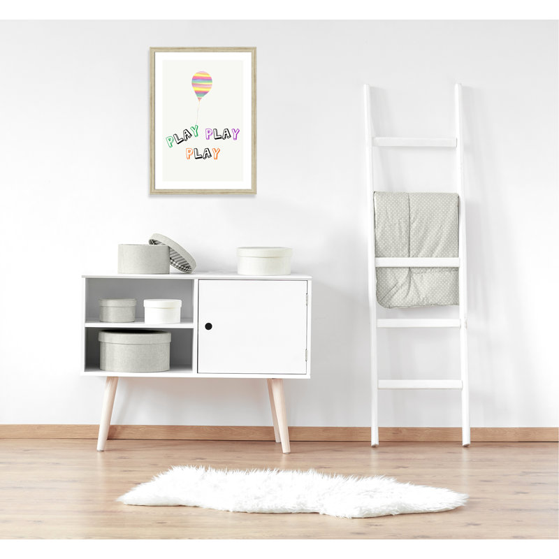 Play Play Play, impression sur papier, H 34,5 po x l 24,5 po x P 0,6 po, Cadre plat beige