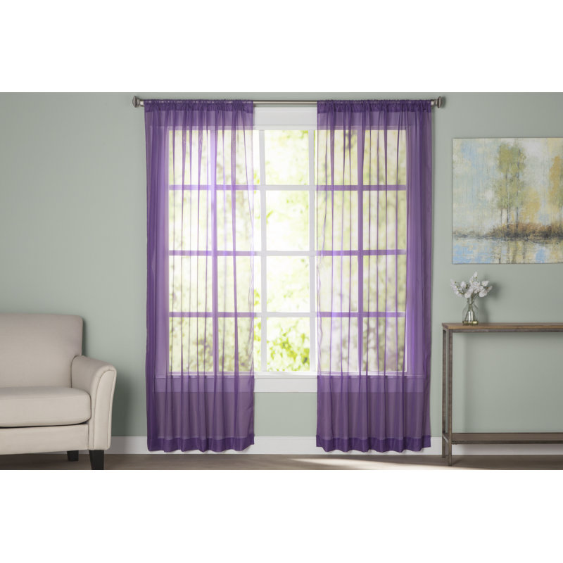 Kober Sheer Curtain Panel Pair, Purple, 59"W x 84"L