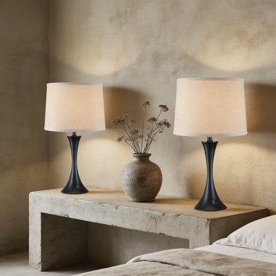 Modern Touch Table Lamp Set Of 2 With Dimmable Lighting And Dual USB Charging Ports, Metal Bedside Lamps For Nightstand, Living Room, And Office Desk