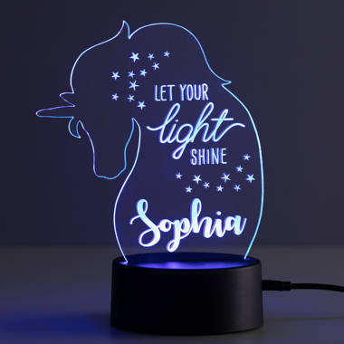 Unicorn Earring Holder LED Night Light with Custom Name Laser Engraved on Acrylic Design Insert CPS