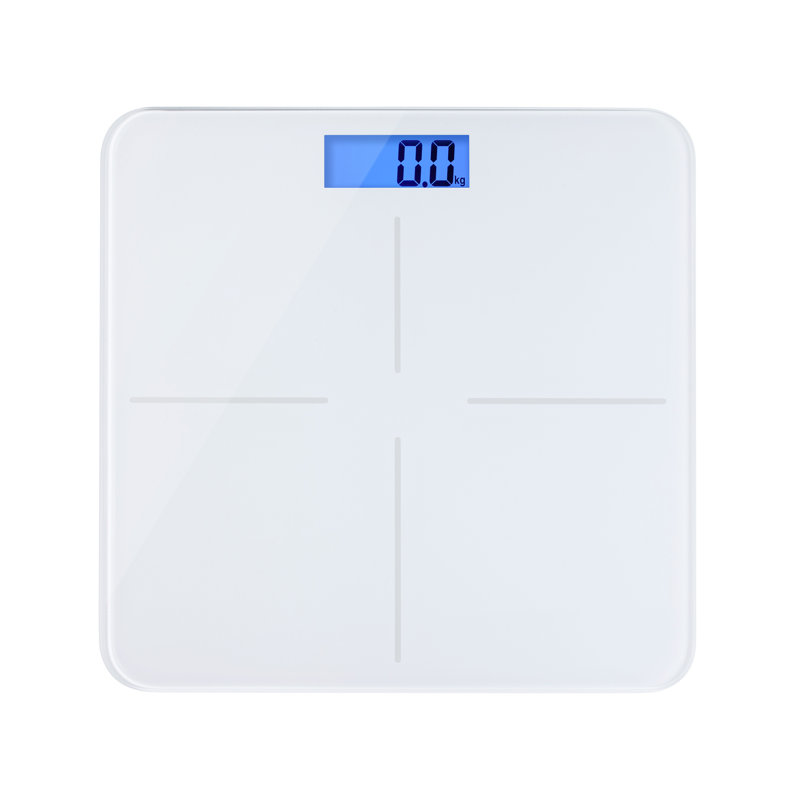 Ultra Thin White Glass Digital Bathroom Scale with LCD Display