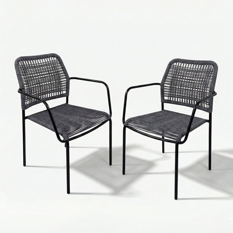 Stacking Patio Dining Armchair, Grey