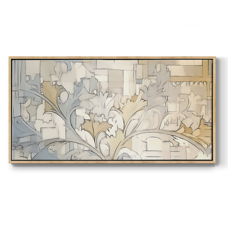Série abstraite-XXIX- Toile tendue avec châssis tendue, prête à être accrochée, Naturel, H 17 po x l 33 po