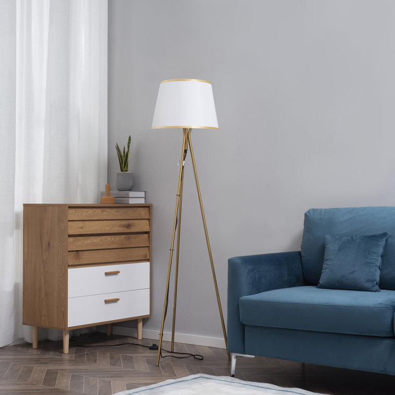 Lampe trépied 67 po Semeka, Doré