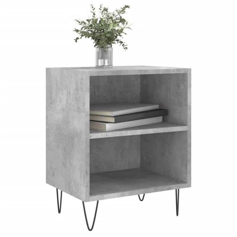 Barcenas 40cm W Iron Bedside Table, Concrete Grey