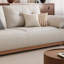 Canapé-lit causeuse en similicuir beige-1123801755