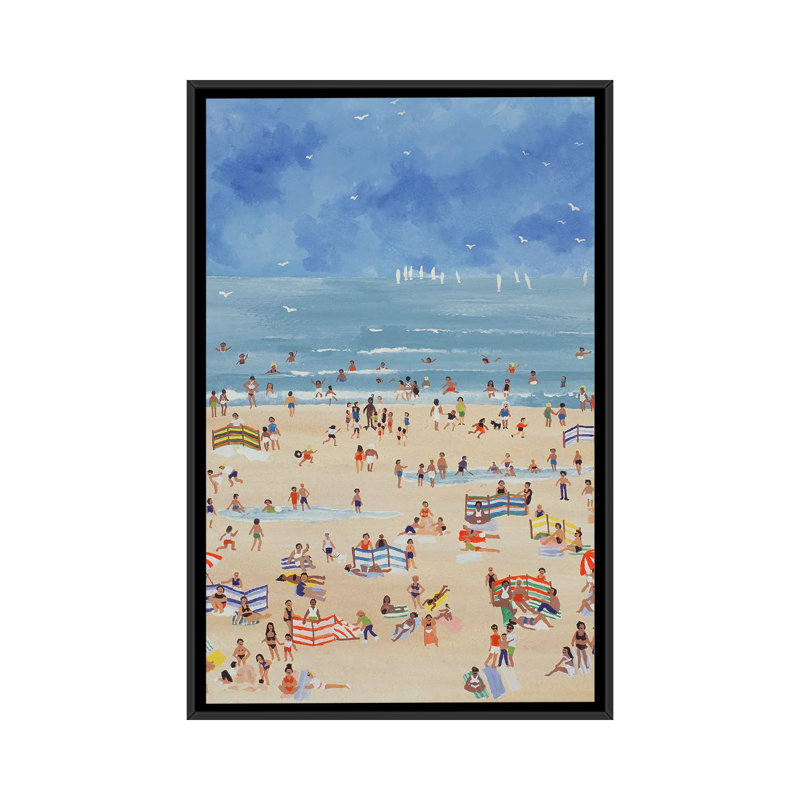 Plage - reproduction d'art mural - toile encadrée, Noir, H 26 po x l 18 po