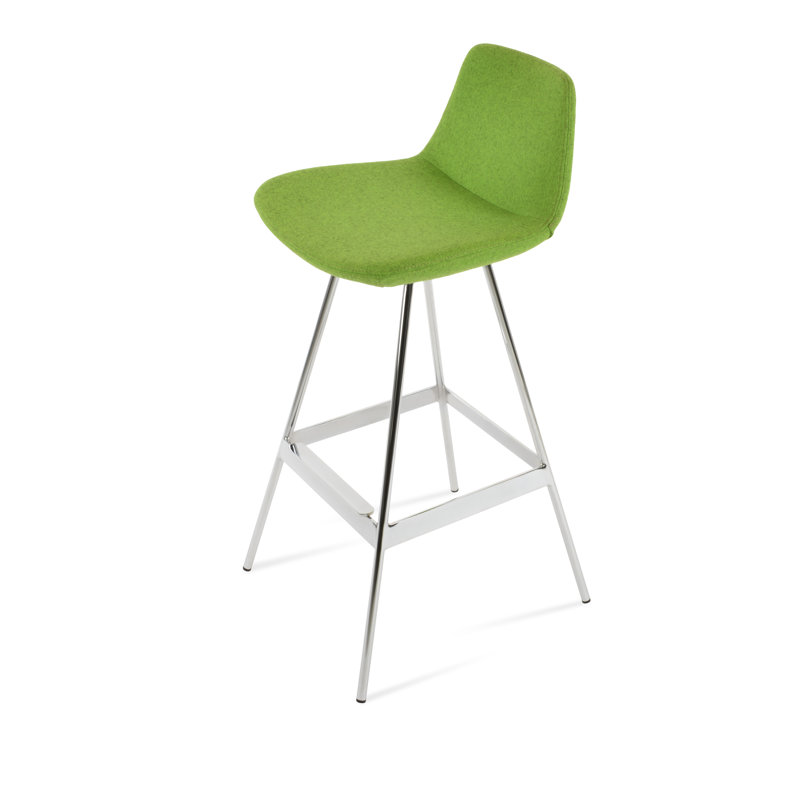 Tabouret Pera Balat, Chrome chrome, Laine pistache, Tabouret de comptoir (siège d'une hauteur de 24 p