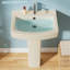 Lavabo sur pied rectangulaire en porcelaine vitrifiée l 22 "x P 17" avec trou de robinet simple et trop-plein-111657494