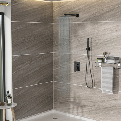 Système de douche double en bronze huilé - Support mural carré de 30,5 cm (12 po)