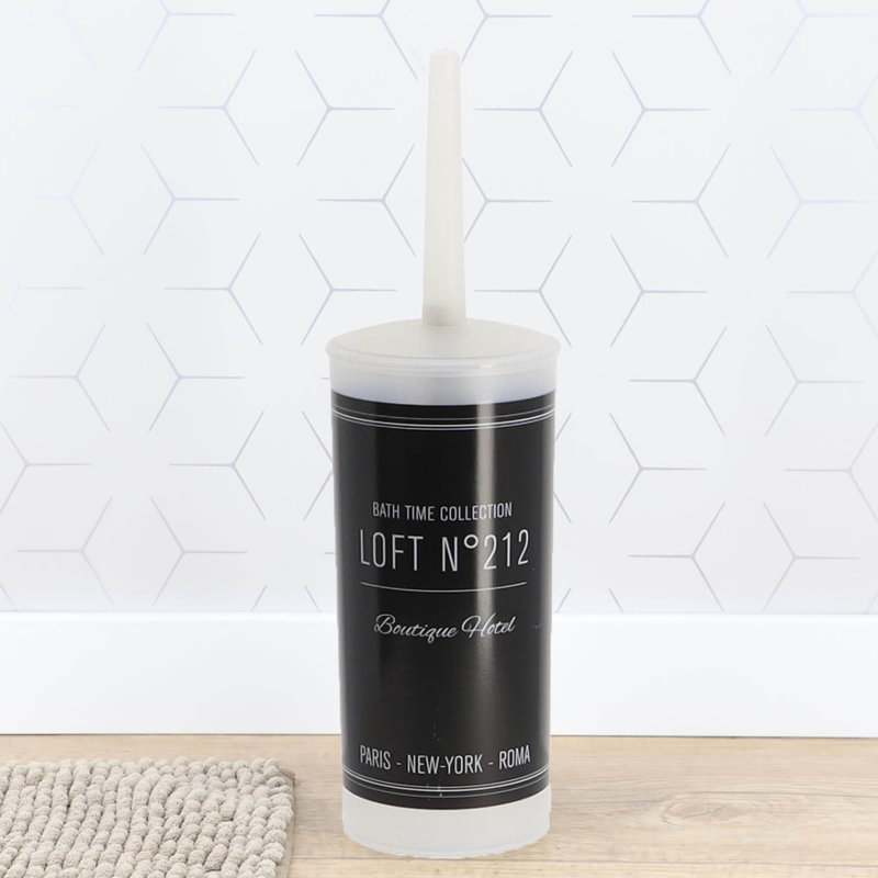 Ensemble de brosse et support d'écriture pour toilette, Noir