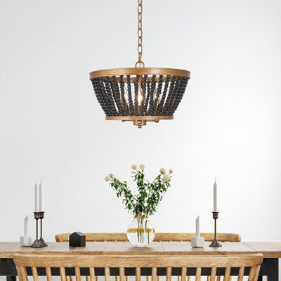 Hatfrneld 3 - Light Durm Chandelier with Beaded Accents