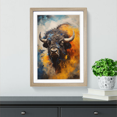 Buffalo Gestural Art - Framed Print