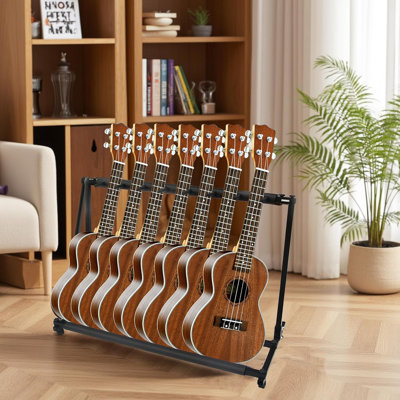 Multi Guitar Rack 5/7 Holder Stand, Universal Guitar Display Rack With Thick For Classical, Acoustic And Electric Guitars & Bass by Ebern Designs