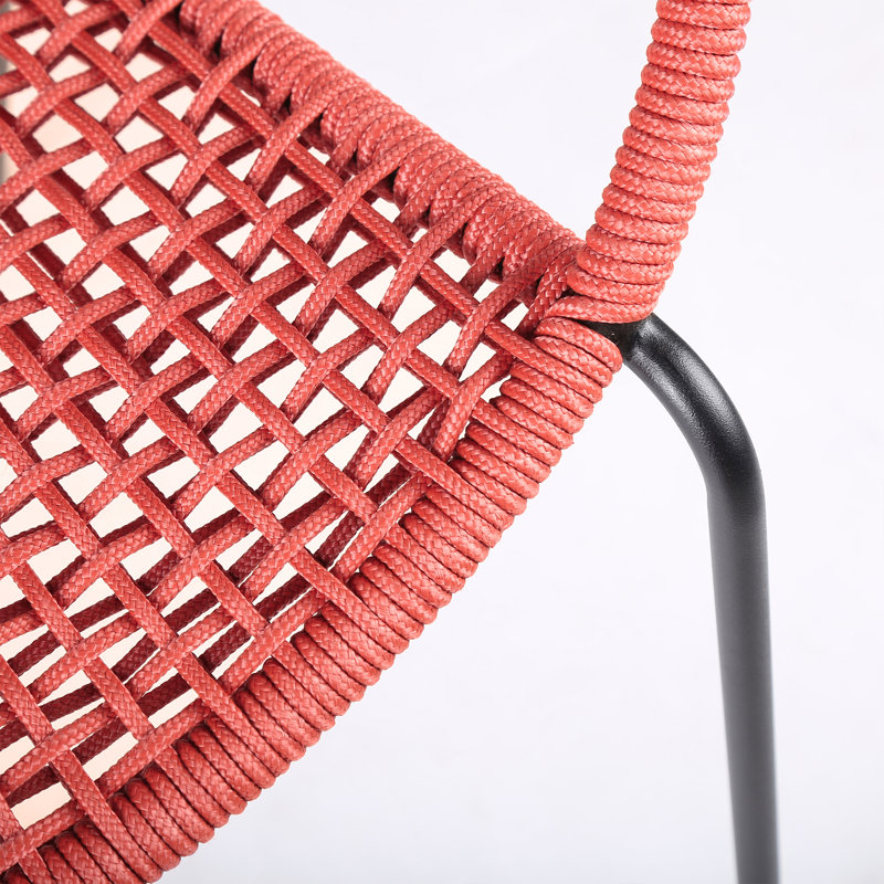 Chaises de patio en acier moderne, corde rouge brique, ensemble intérieur / extérieur