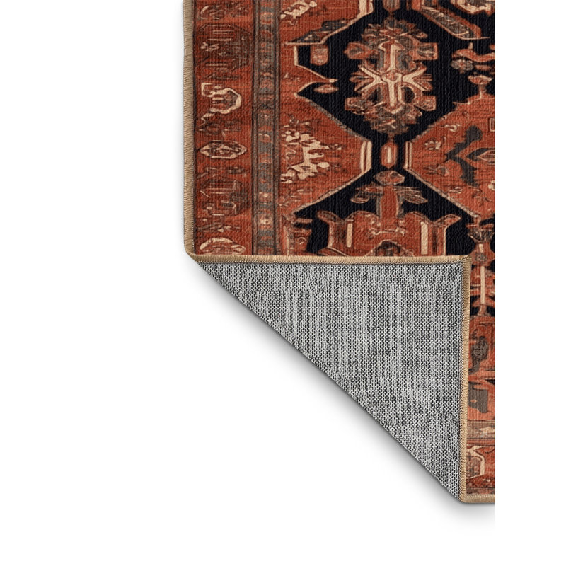 Tapis brun lavable à la machine, Rond 3 pi