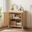 Buffet Mid Century Mid-Buffet - Armoire de rangement rétro 30 "avec portes en rotin et tablettes réglables, console Boho Chic pour salon, salle à manger (naturel)