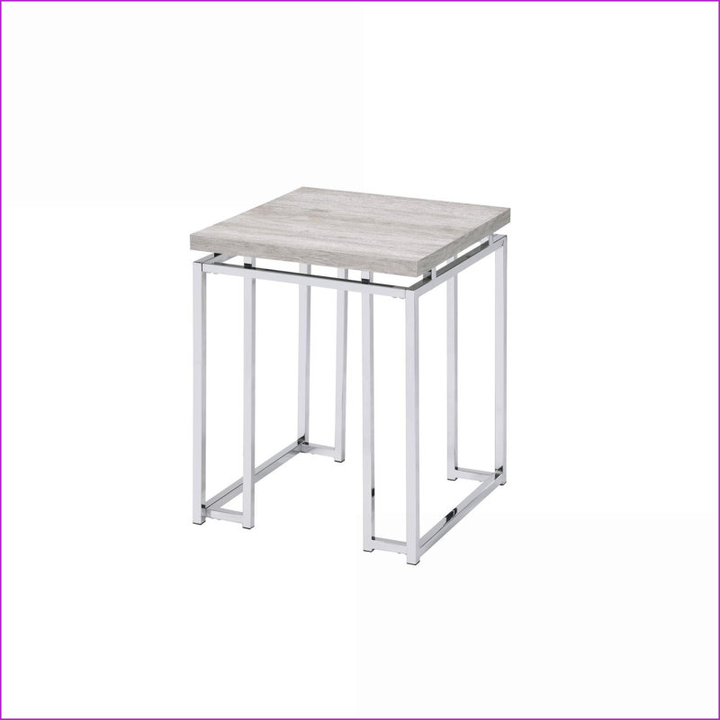 Chêne naturel peu encombrant Table basse chromée, table de salon moderne avec structure robuste