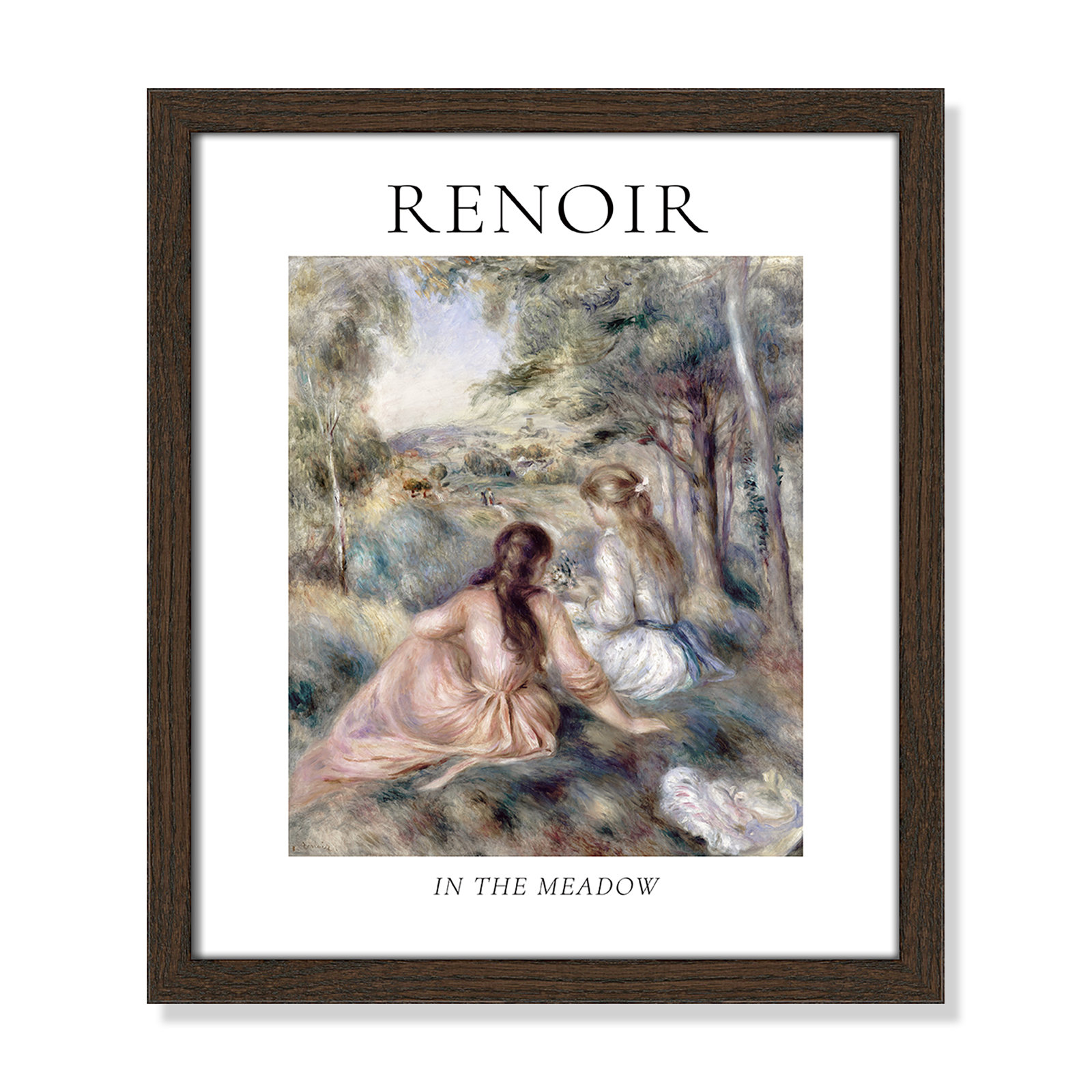 Old Masters Collection " In The Meadow " by Auguste Renoir, No, Walnut Single Picture Frame, 15" H x 13" W x 0.75" D