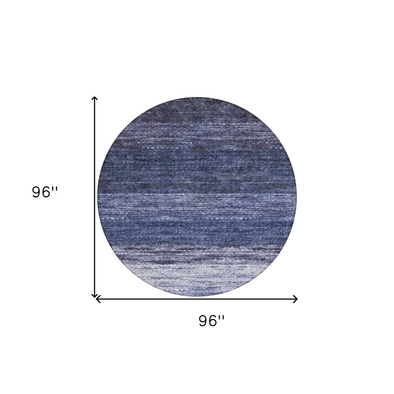 Tapis d'intérieur rond lavable ombre bleu marine et ivoire 8 pi