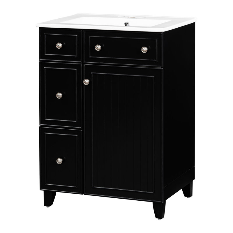 Armoire de salle de bain Panto 24 po avec lavabo en céramique, 2 tiroirs, 1 porte