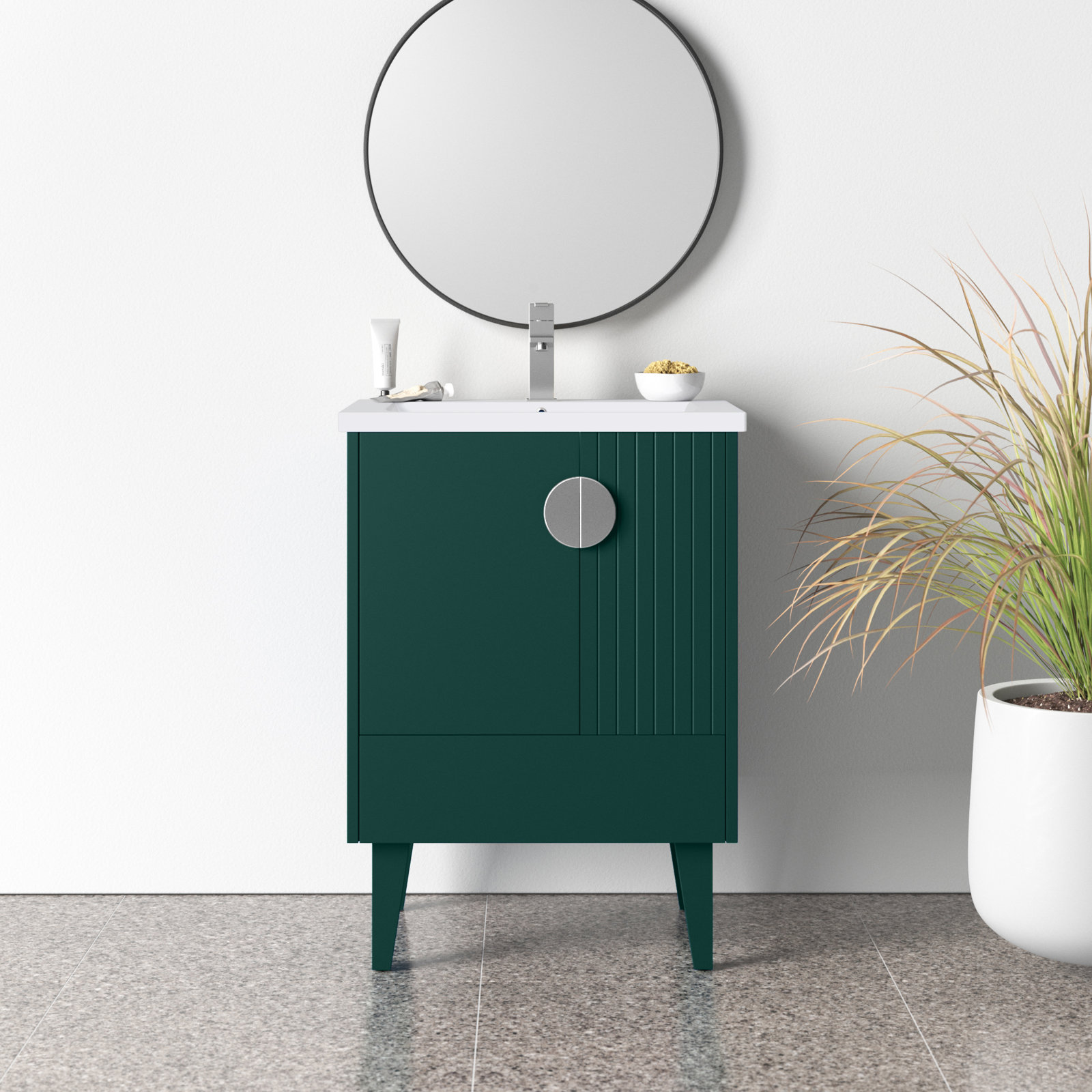 Saimah 24'' Single Bathroom Vanity, Green, Polished Chrome