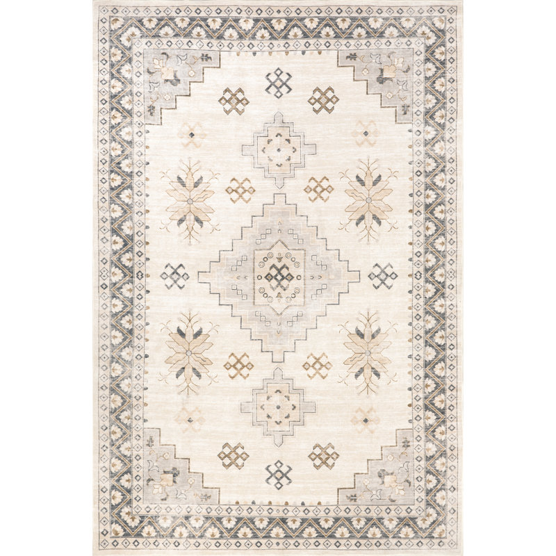 Haslett Geometric Machine Washable Area Rug, Rectangle 3' x 5'