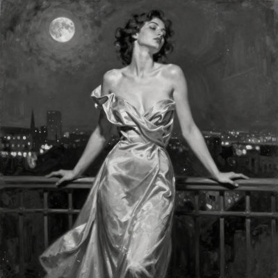 «Moonlit Reverie», art mural sur toile tendue
