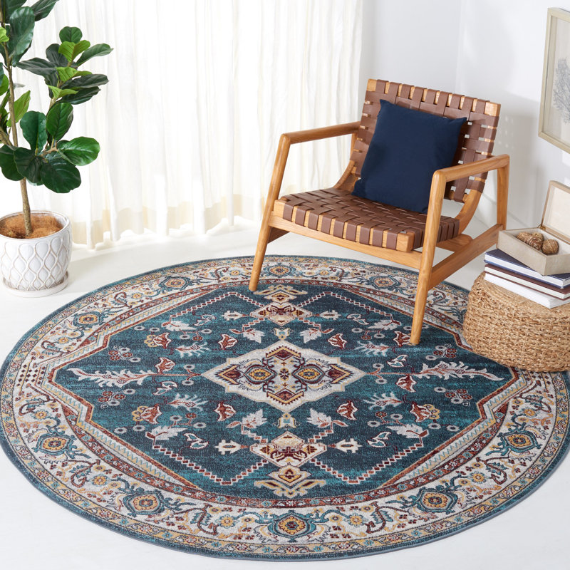Bayside Performance Machine Washable Oriental Rug, Round 6'7"