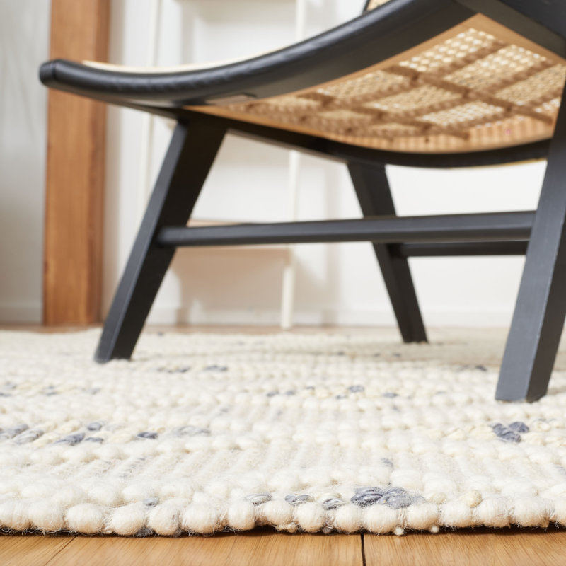 Hindelang Hand Loomed Wool/Jute/Cotton Geometric Rug in Gray/Ivory, Runner 2'3" x 9'