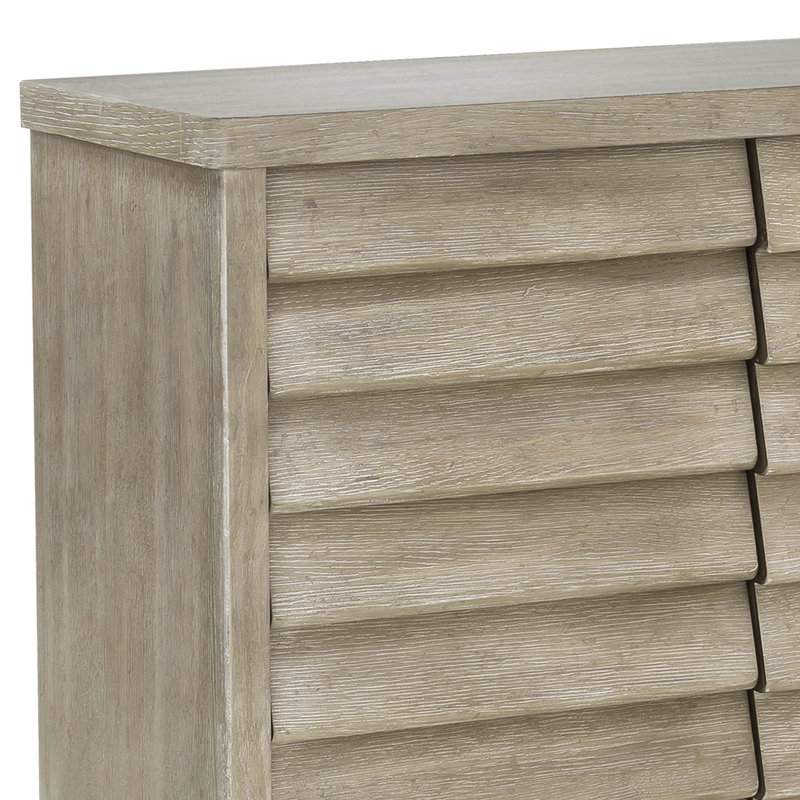 Light Natural Coastal 4-Door Credenza with Adjustable Shelves